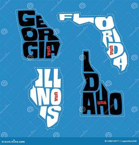 Idaho US State Map Red Outline Border. Vector Illustration. Two-letter State Abbreviation ...