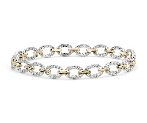 Diamond Oval Link Bracelet in 14k White and Yellow Gold (2 2/5 ct. tw ...