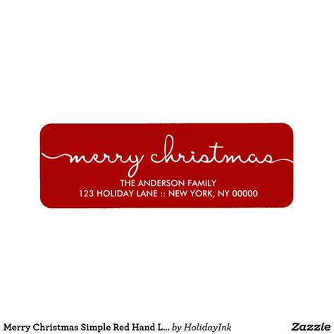 Merry Christmas Simple Red Hand Lettered Label | Zazzle.com | Custom holiday card, Hand lettered ...