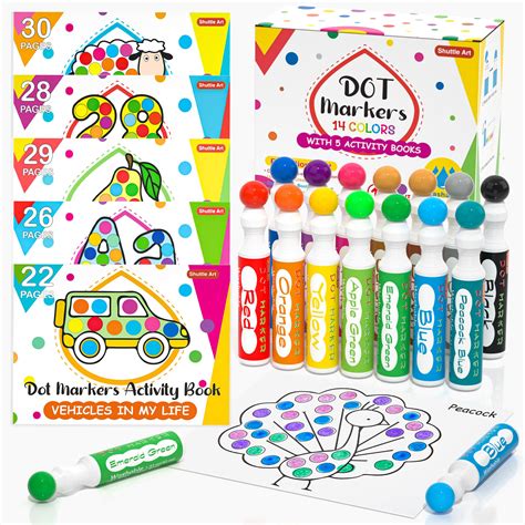 Buy Shuttle Art Dot Markers, 14 Colors Bingo Daubers with 135 Patterns, 5 Activity Books ...