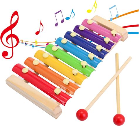 Amazon.com: Wooden Xylophone Children's Musical Instruments Toy Wooden 8 Keys Hand Knock with ...