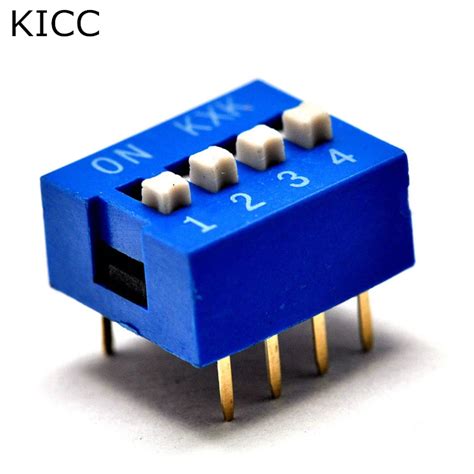 10Pcs Blue Toggle switch 4 Limit 2.54mm DIP8 Coding number switch DS 04-in Switches from Lights ...