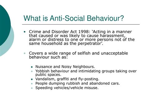 PPT - Anti-Social Behaviour Services PowerPoint Presentation, free download - ID:3540424