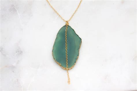 Gold Agate Necklace – Green | Reija Eden Jewelry