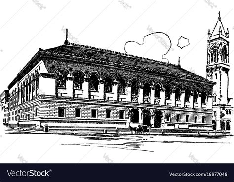 Boston public library vintage Royalty Free Vector Image