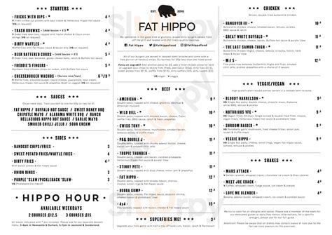 Fat Hippo Durham menù, Durham - Main Menu | Sluurpy