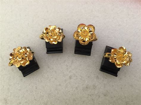 24k Gold Hong Kong Assorted Flower Rings | 24k gold jewelry, Daily wear ...