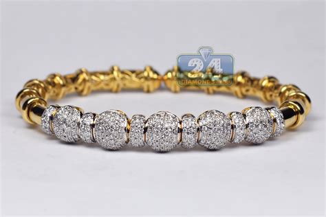 18K Yellow Gold 1.90 ct Diamond Womens Bangle Flex Cuff Bracelet