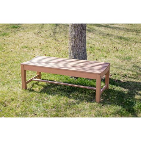 Composite Wood Outdoor Backless Bench - Natural Wood Color - Walmart.com - Walmart.com