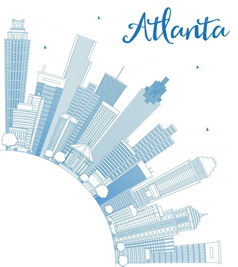 Outline Atlanta Skyline with Blue Buildings and Copy Space. 7521135 ...