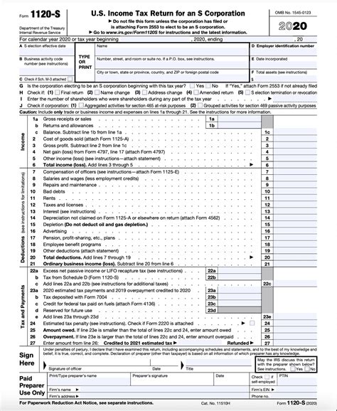 Form 1120-S: U.S. Income Tax Return for an S Corporation