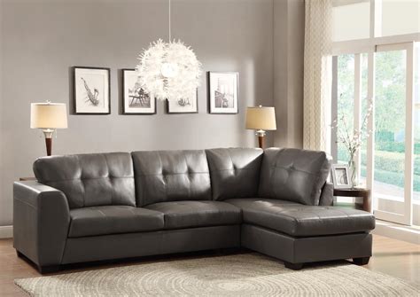 Homelegance Springer Sectional Sofa - Grey - Bonded Leather Match 9688GY-L-R at Homelement.com