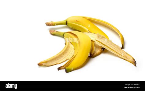 Banana peel, compost, organic fertilizer on a white background Stock ...