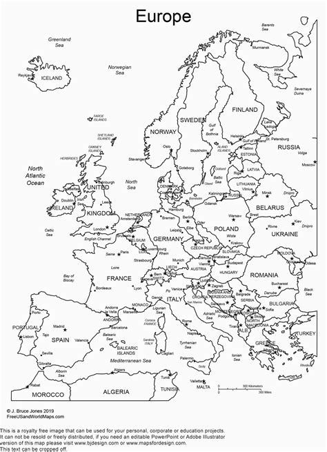 Europe Map Black And White Printable