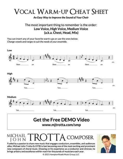 Vocal Warm-Up Cheat Sheet: An Easy Way to Improve the Sound of Your Choir | Take Note