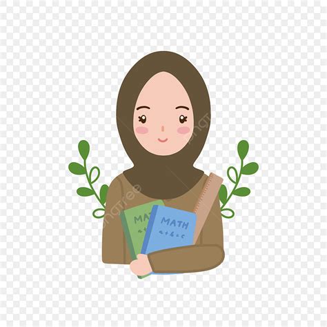 Guru Muslim Mengenakan Ilustrasi Jilbab Dalam Gaya Yang Ditarik Tangan, Peran Profesional ...