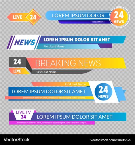 Tv news banners on a transparent background Vector Image