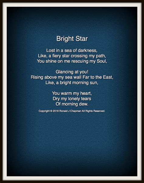 Bright Star by Ronald Chapman - Bright Star Poem