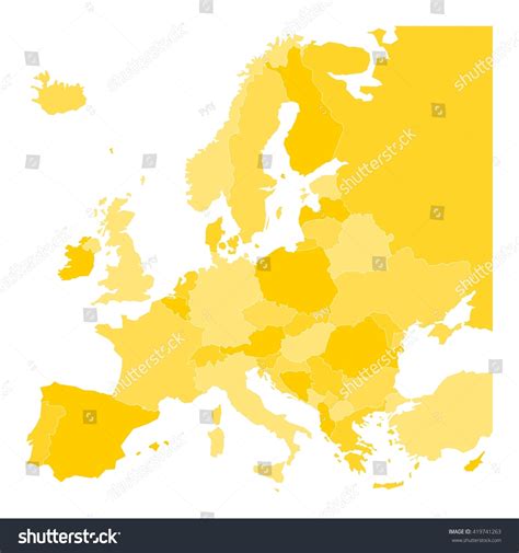 Blank Map Europe Vector Illustration Yellow: vector de stock (libre de regalías) 419741263 ...