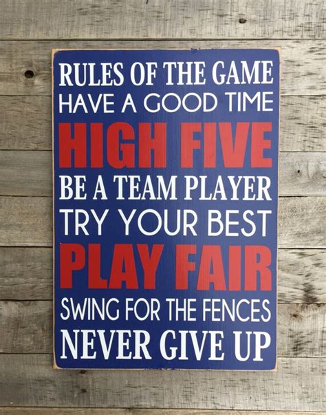 Rules of the Game Hand Painted Wood Sign Boy's Room | Etsy