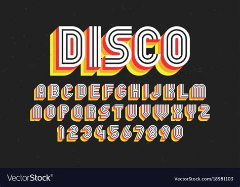 80s retro font disco style alphabet and numbers vector image on ...