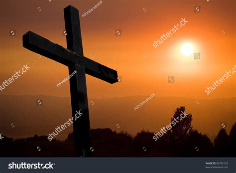 Cross Silhouette With The Sunset As Background Stock Photo 65782123 : Shutterstock