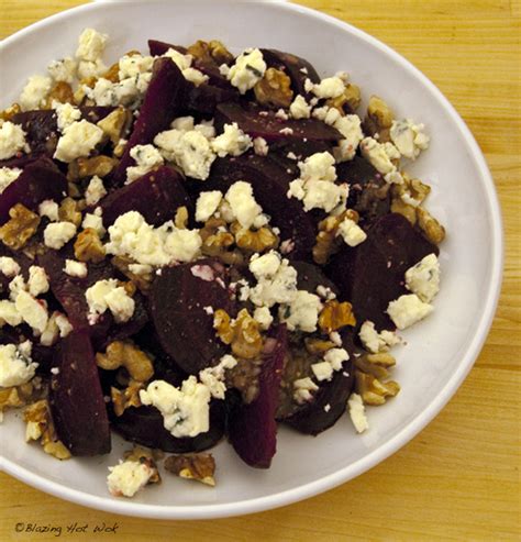 Blazing Hot Wok: Beet salad with blue cheese and walnuts