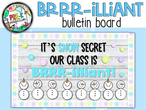 Snowman Bulletin Board Pastel Winter Bulletin Board Classroom Decor Brrr-illiant Bulletin Board ...