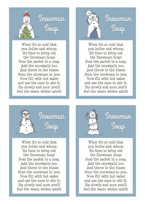 Free Printable Snowman Soup Recipe - Printable Word Searches