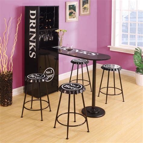 ACME Mant Metal Counter Table with Cabinet in Black | BushFurnitureCollection.com