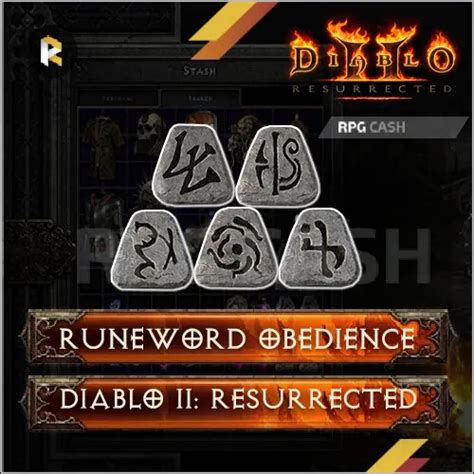 OBEDIENCE RUNEWORD DIABLO 2 Resurrected D2r Diablo 2 EUR 91,19 - PicClick FR