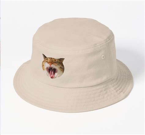 Laughing Funny Cat Bucket Hat by Zenzero-merch in 2022 | Beige bucket ...