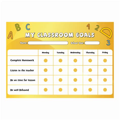 Classroom Goals A4 Reward Chart with Stickers