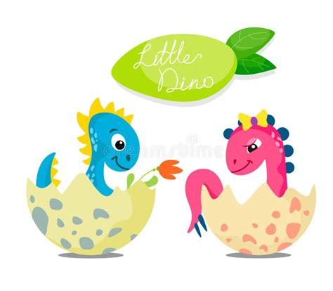 Cute Cartoon Dinosaurs in the Eggs, Kids Dinosaurs. Vector Illustration on White Background ...