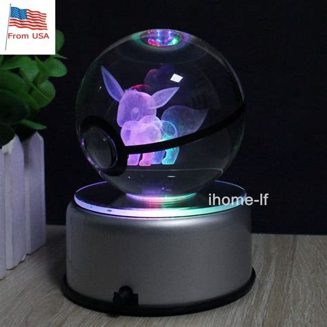 Pokemon Center Crystal Pokeball Eevee Pokemon 3D LED Night Light Table ...