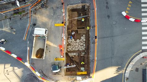 An ancient Roman road emerged from a construction site in Parioli, Rome