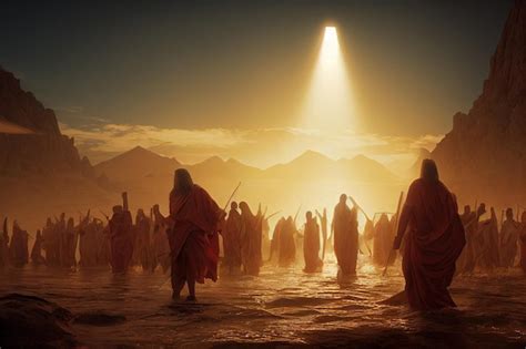 Premium Photo | Exodus moses crossing the desert with the israelites escape from the egyptians