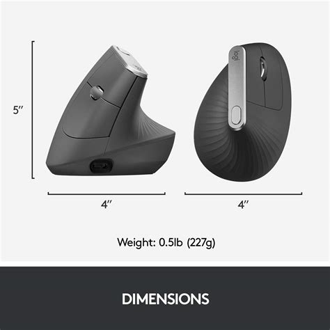 Logitech MX Vertical Ergonomic Wireless Mouse, Multi-Device, Bluetooth or 2.4GHz Wireless with ...