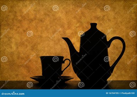 Tea set silhouette stock image. Image of grunge, breakfast - 16704705