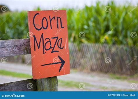 Corn maze sign stock photo. Image of maze, arrow, pumpkin - 27072360