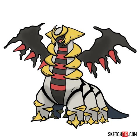 How to draw Giratina Pokemon - Sketchok easy drawing guides