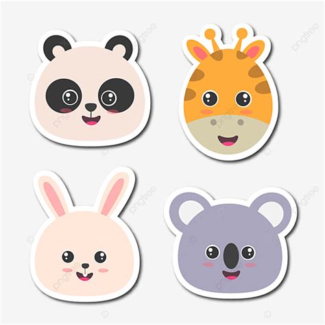 Cute Sticker Set Vector PNG Images, Kawaii Sticker Set Of Cute Animal ...