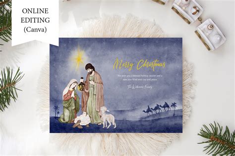 Nativity Scene Card Christmas | Postcard Templates ~ Creative Market