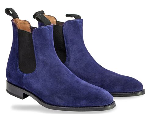 Chelsea Navy Blue Color Hand Made Suede Leather Boots Mens Blue Chelsea Boots on Luulla