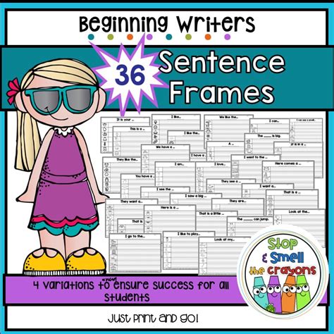 Sentence Frames for Writing - Stop and Smell the Crayons