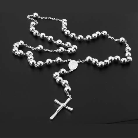 Heavy Sterling Silver Hallmarked Rosary Necklace