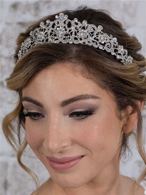 Silver Plated Crystal Vintage Look Wedding Tiara