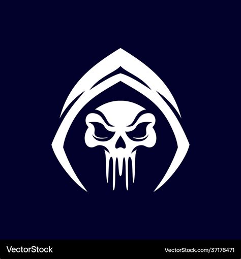 Skull in hood logo design Royalty Free Vector Image