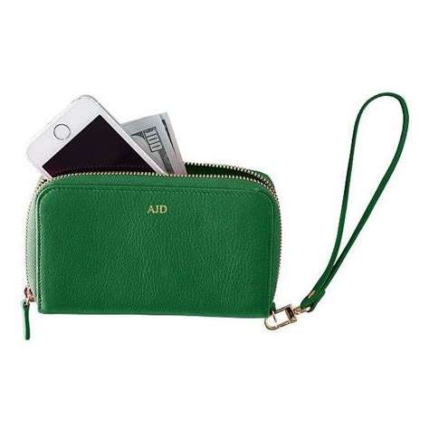 Mark & Graham Leather Zip Wristlet Clutch Wallet, Green (1,465 MXN) liked on Polyvore featuring ...