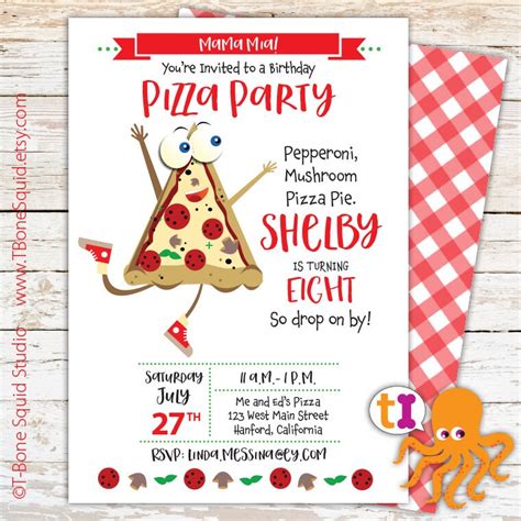 Pizza Birthday Party Invitation for Kids